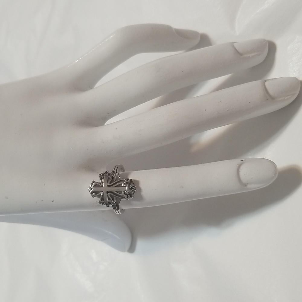 925 STERLING SILVER CROSS RING, Sz 6, Decorative, NWOT